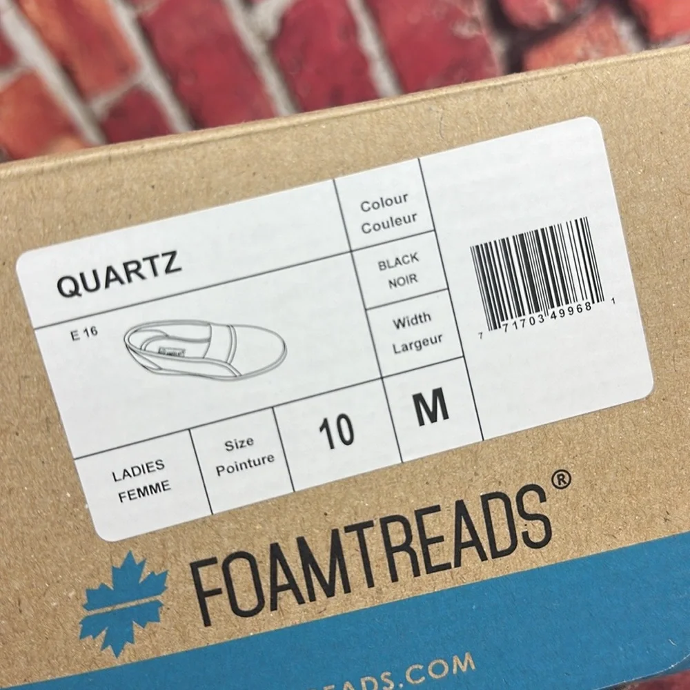 FoamTreads Ladies Black Quartz Slippers Size 10 new with tags